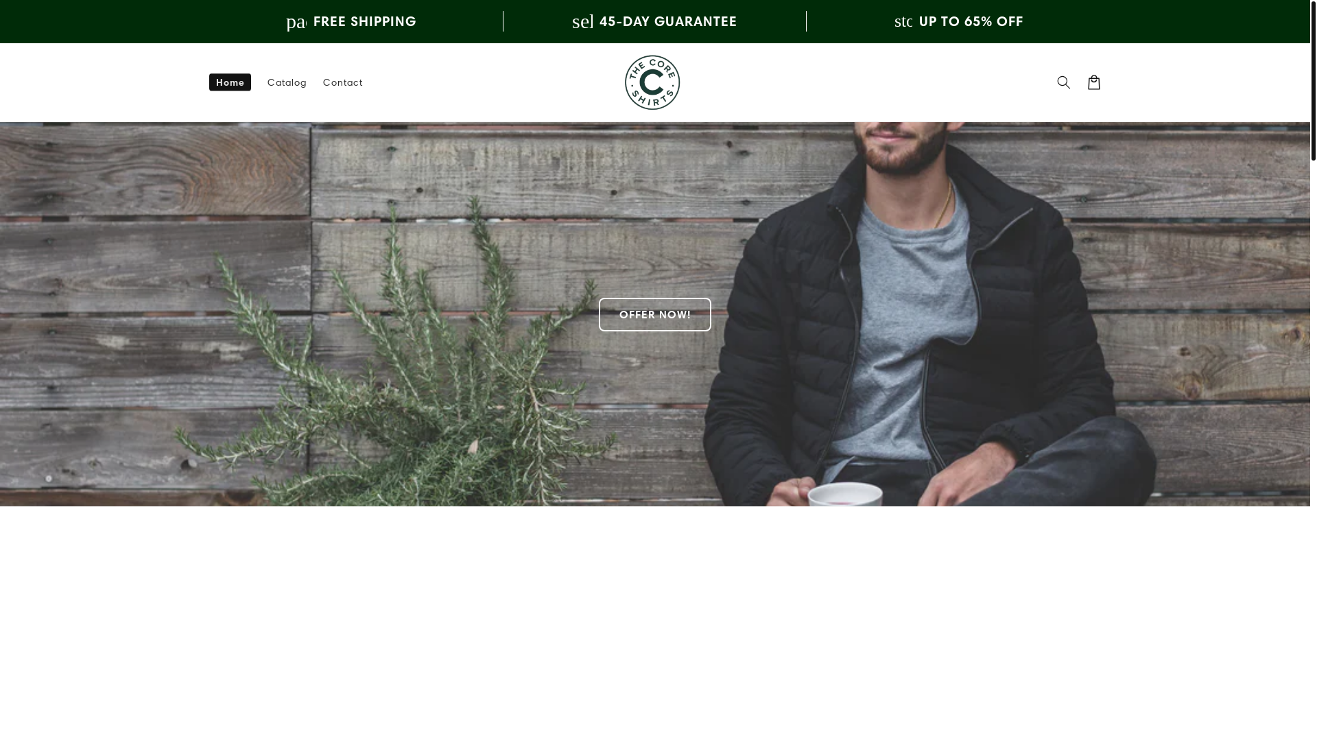 website screenshot of https://thecoreshirtsuk.store/