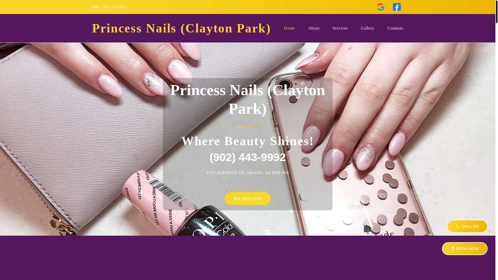 website screenshot of https://princessnailshalifax.ca/