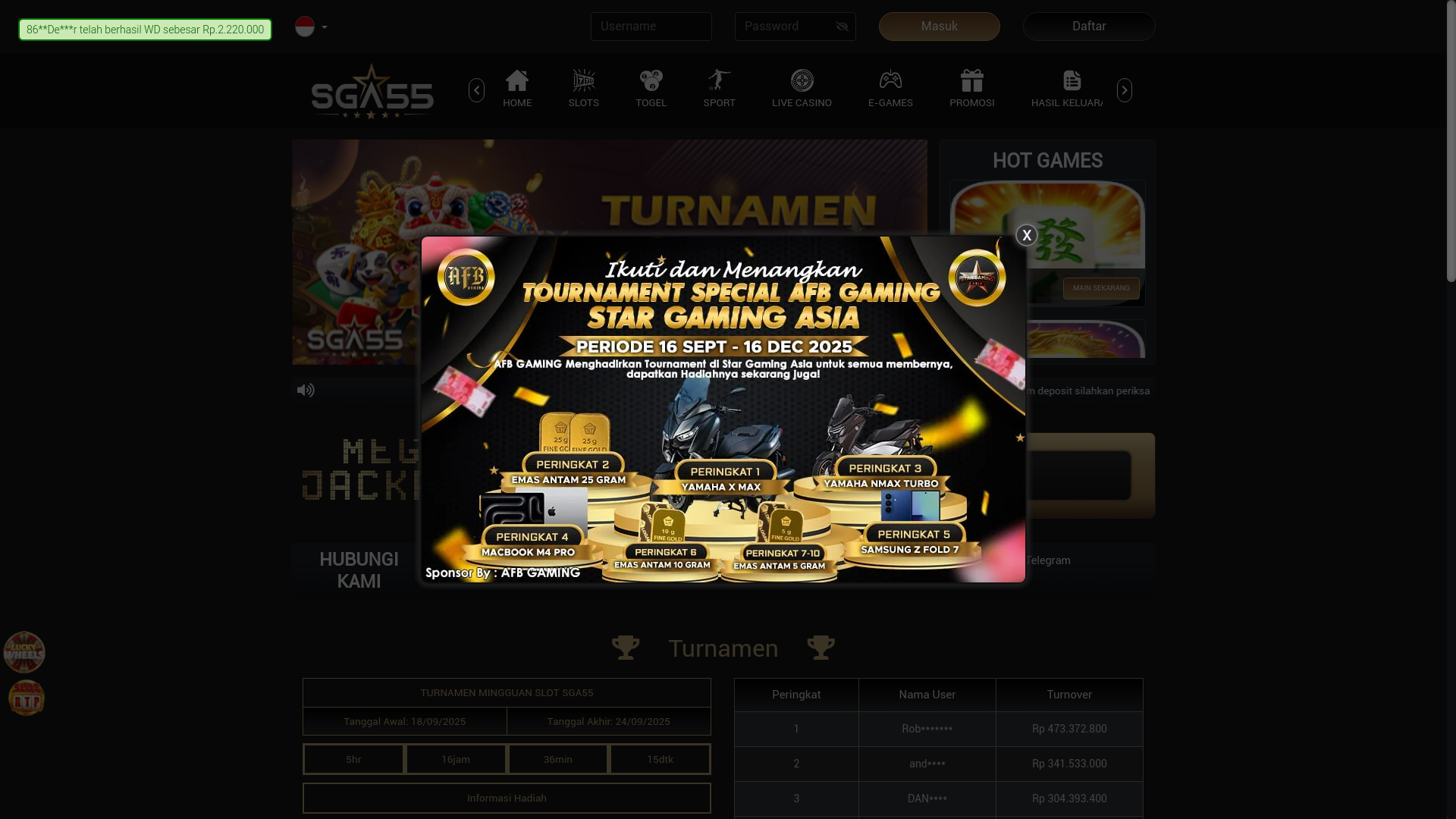 website screenshot of https://sga55fast.com/