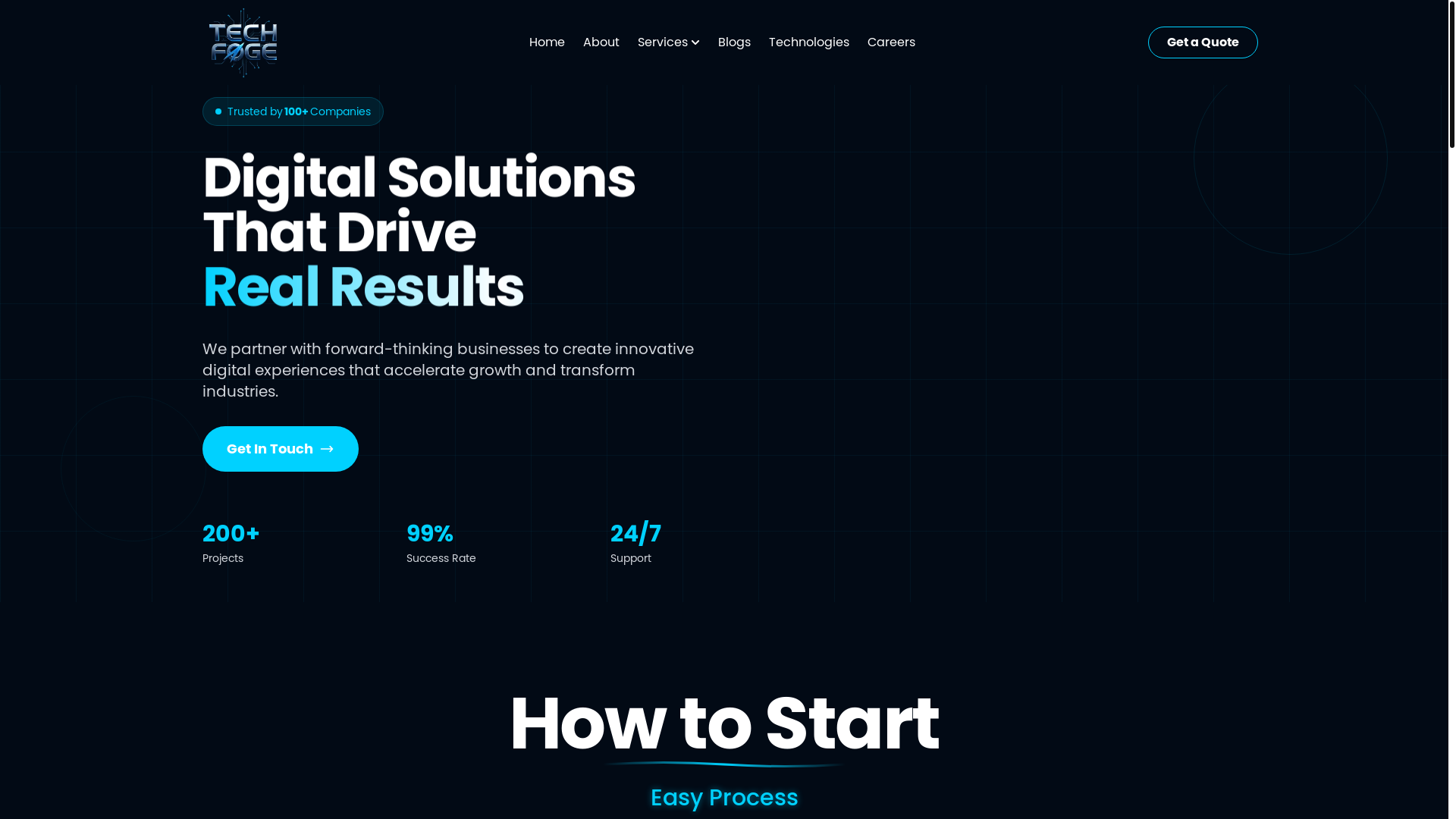 website screenshot of https://techfoge.com/
