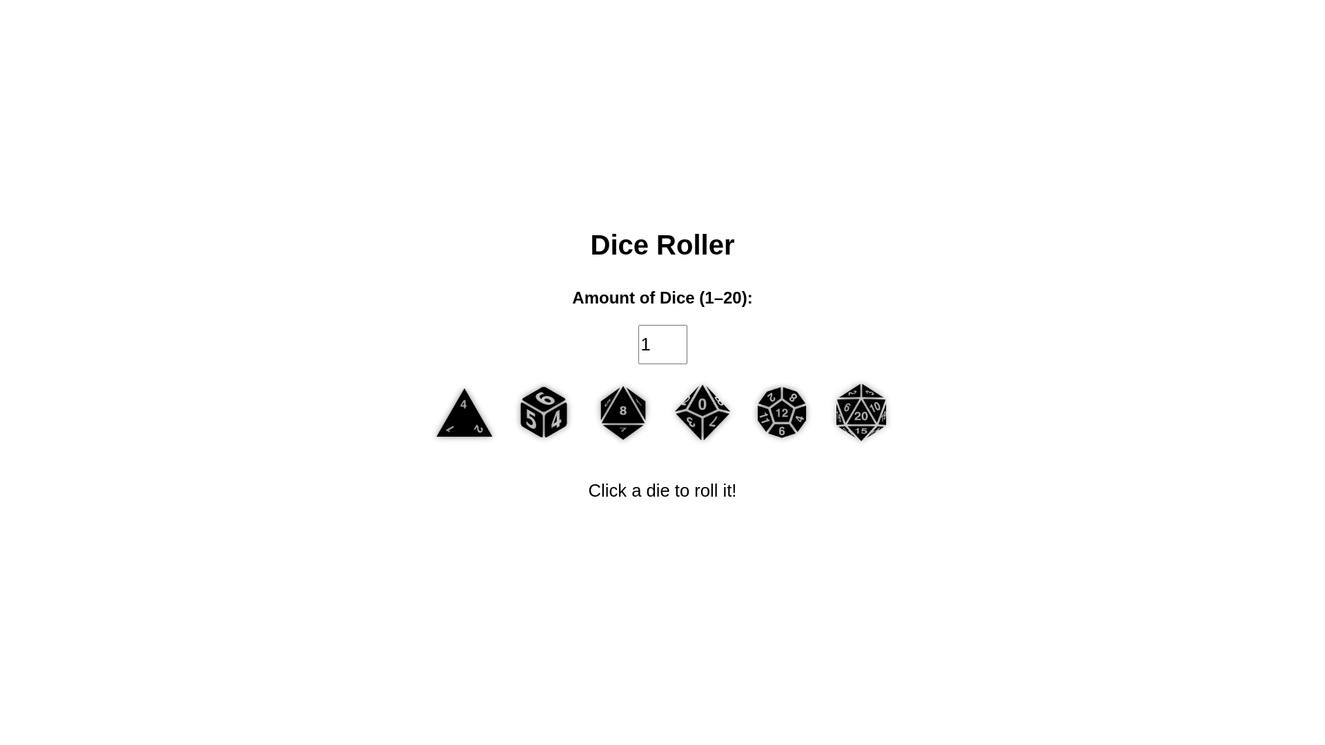 website screenshot of https://dice-roller-js.pages.dev/