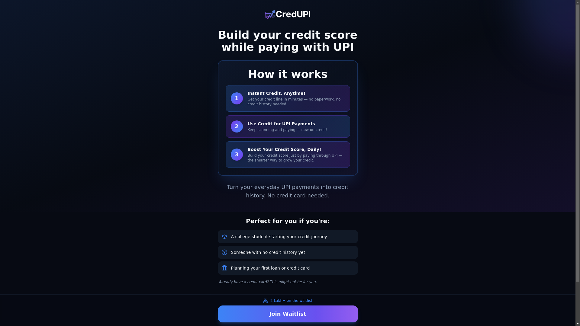 website screenshot of https://credupi.com/