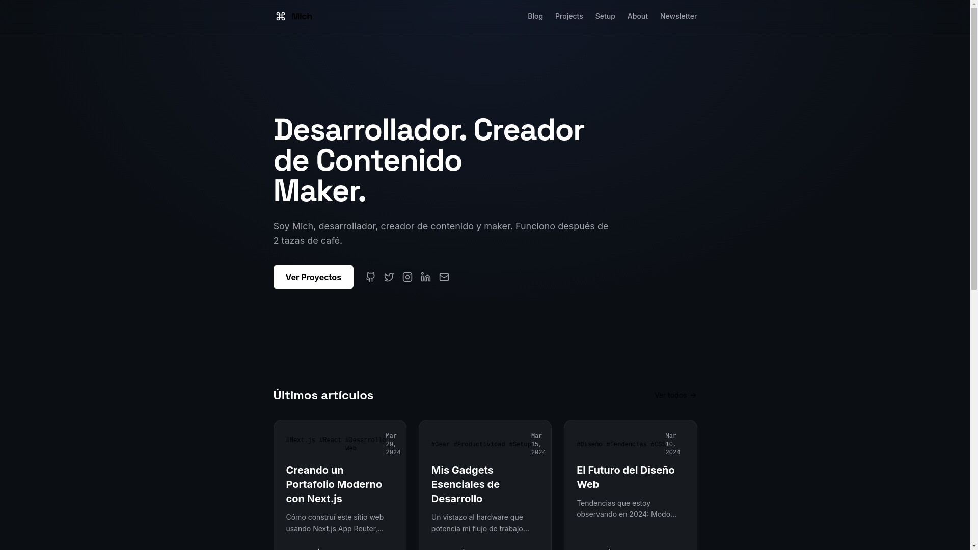 website screenshot of https://michdmark.com/