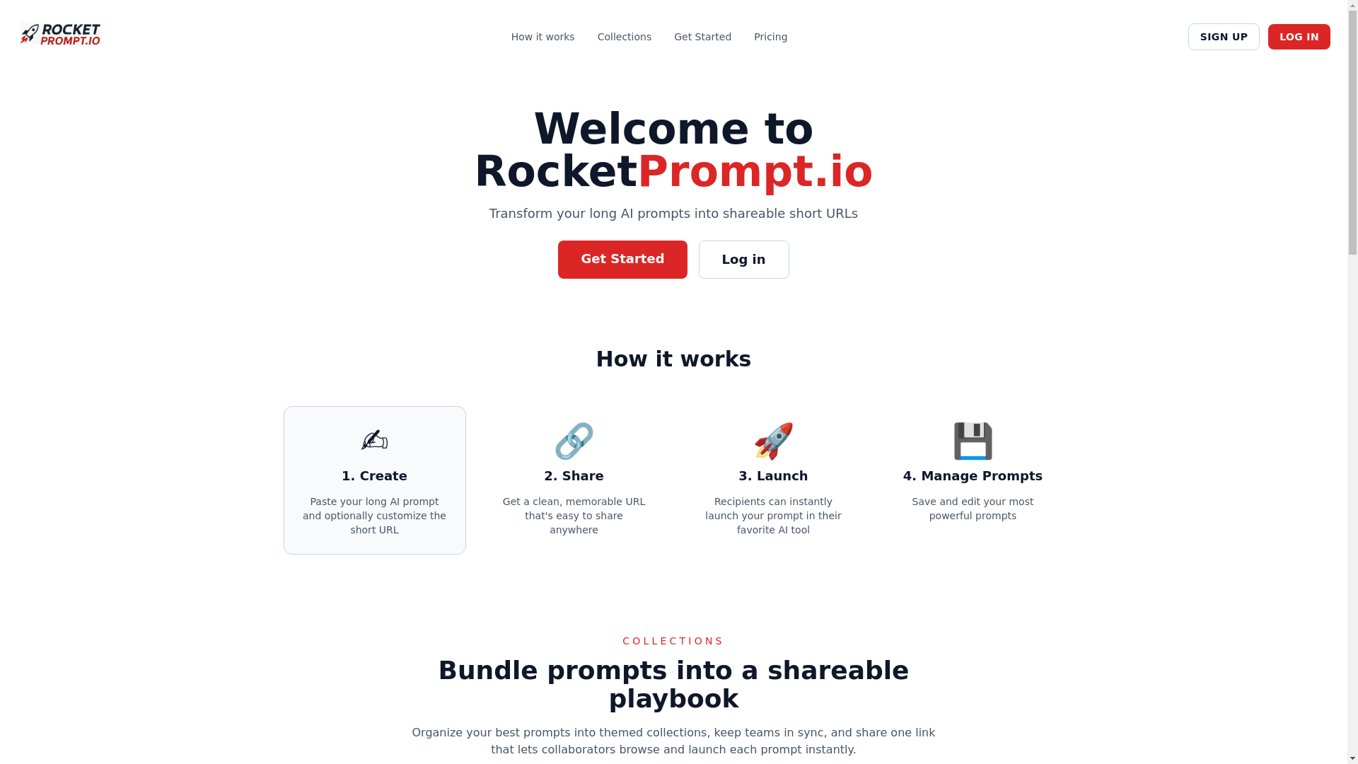 website screenshot of https://rocketprompt.io/