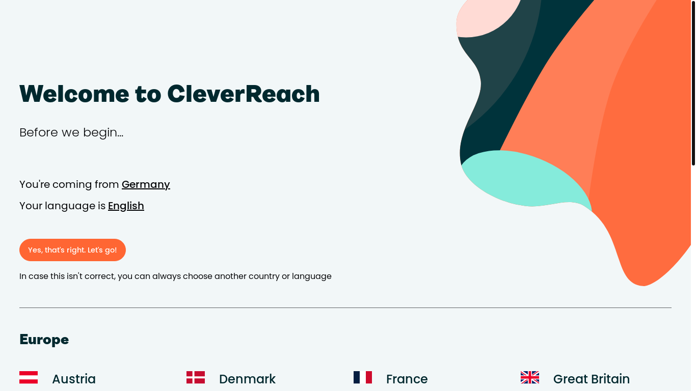 website screenshot of https://42495.seu1.cleverreach.com/