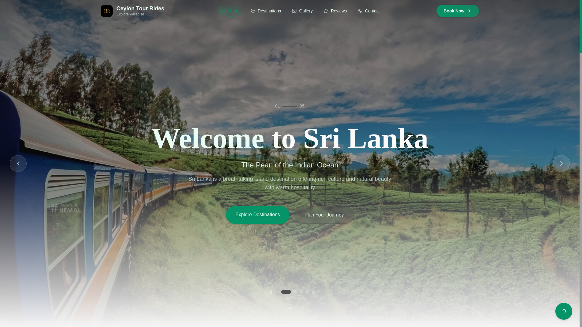 website screenshot of https://ceylontourride.com/