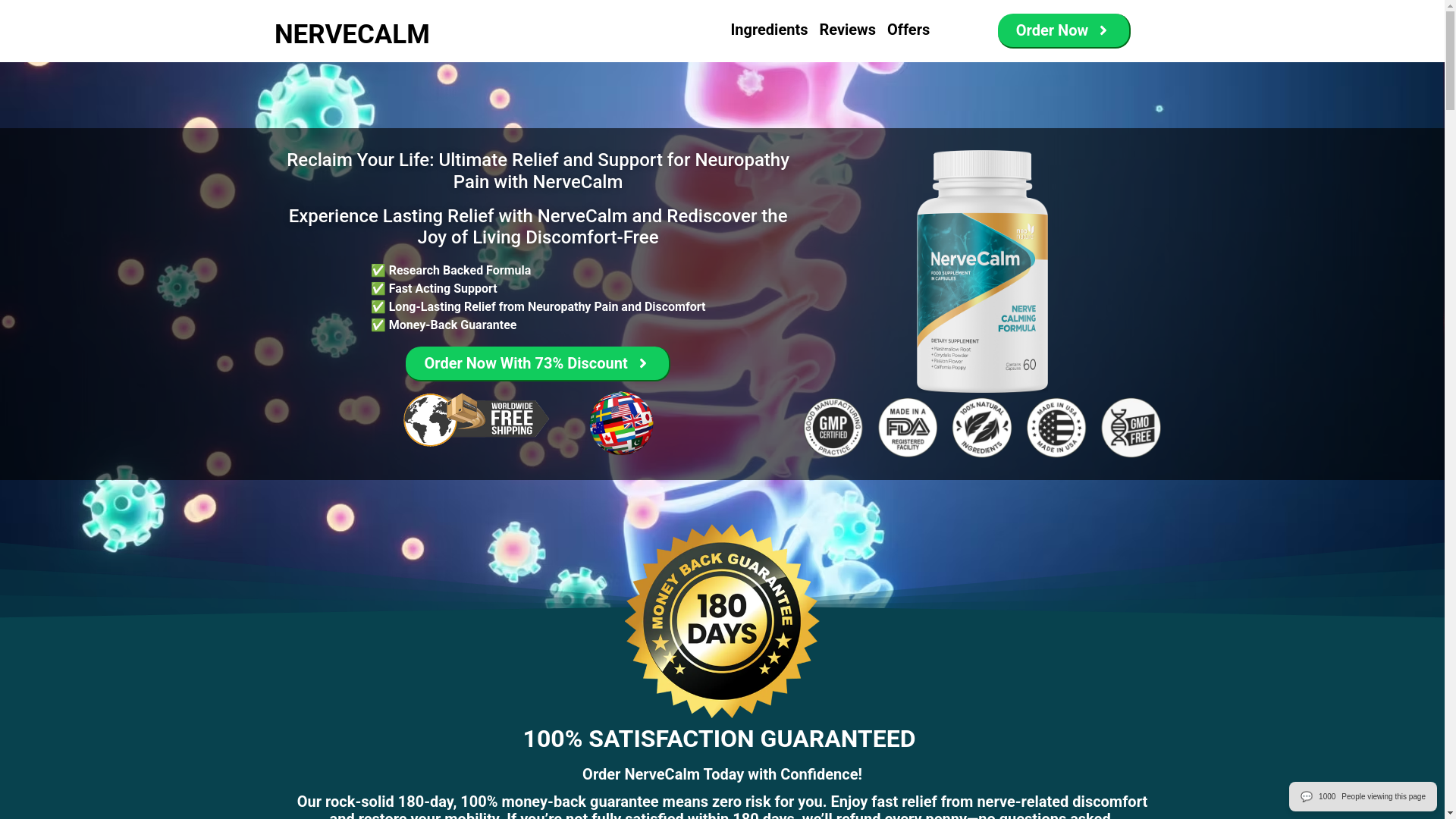 website screenshot of https://nervecalm.tech/