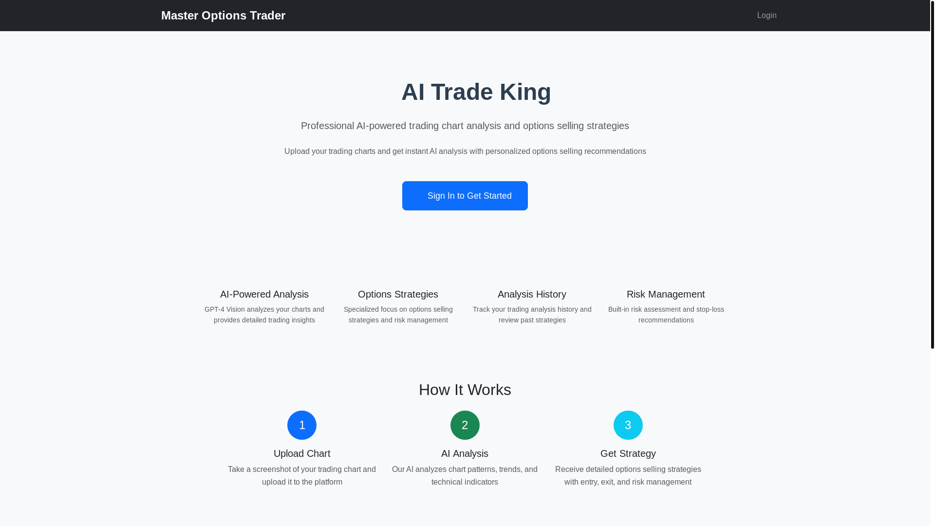 website screenshot of https://aitradeking.xyz/