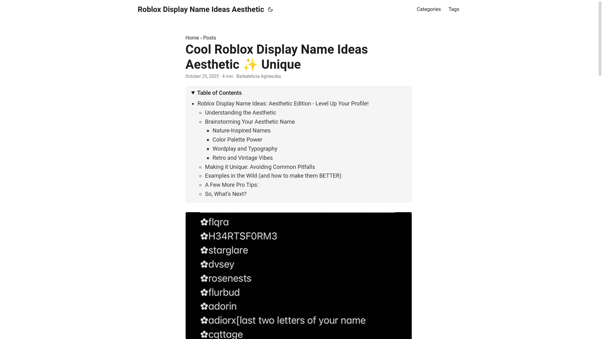 website screenshot of https://roblox-display-name-ideas-aesthetic.pages.dev/