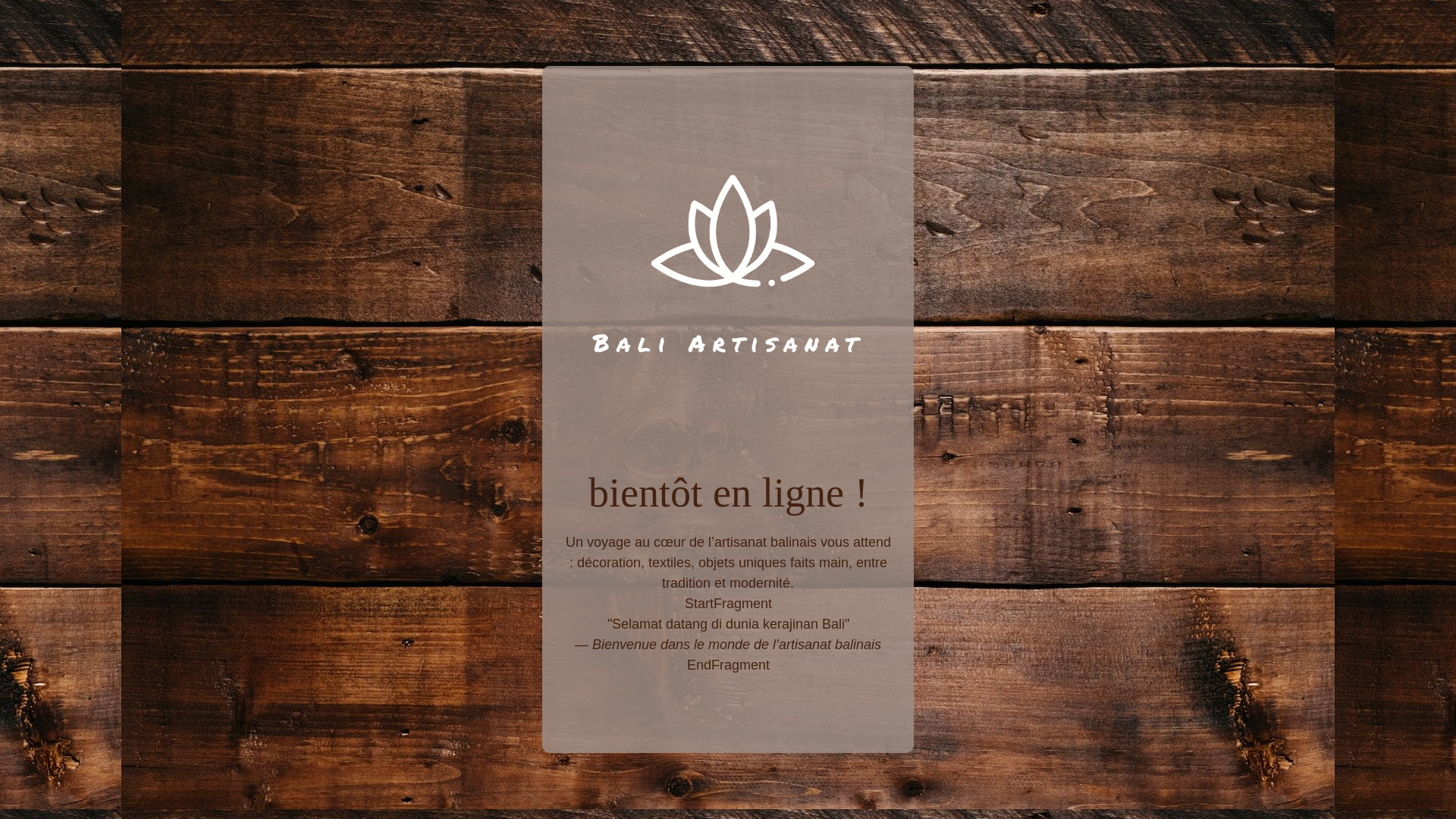 website screenshot of https://baliartisanat.fr/