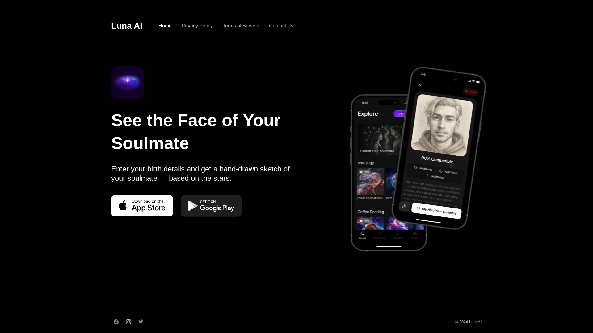 website screenshot of https://luna-ai-website.pages.dev/