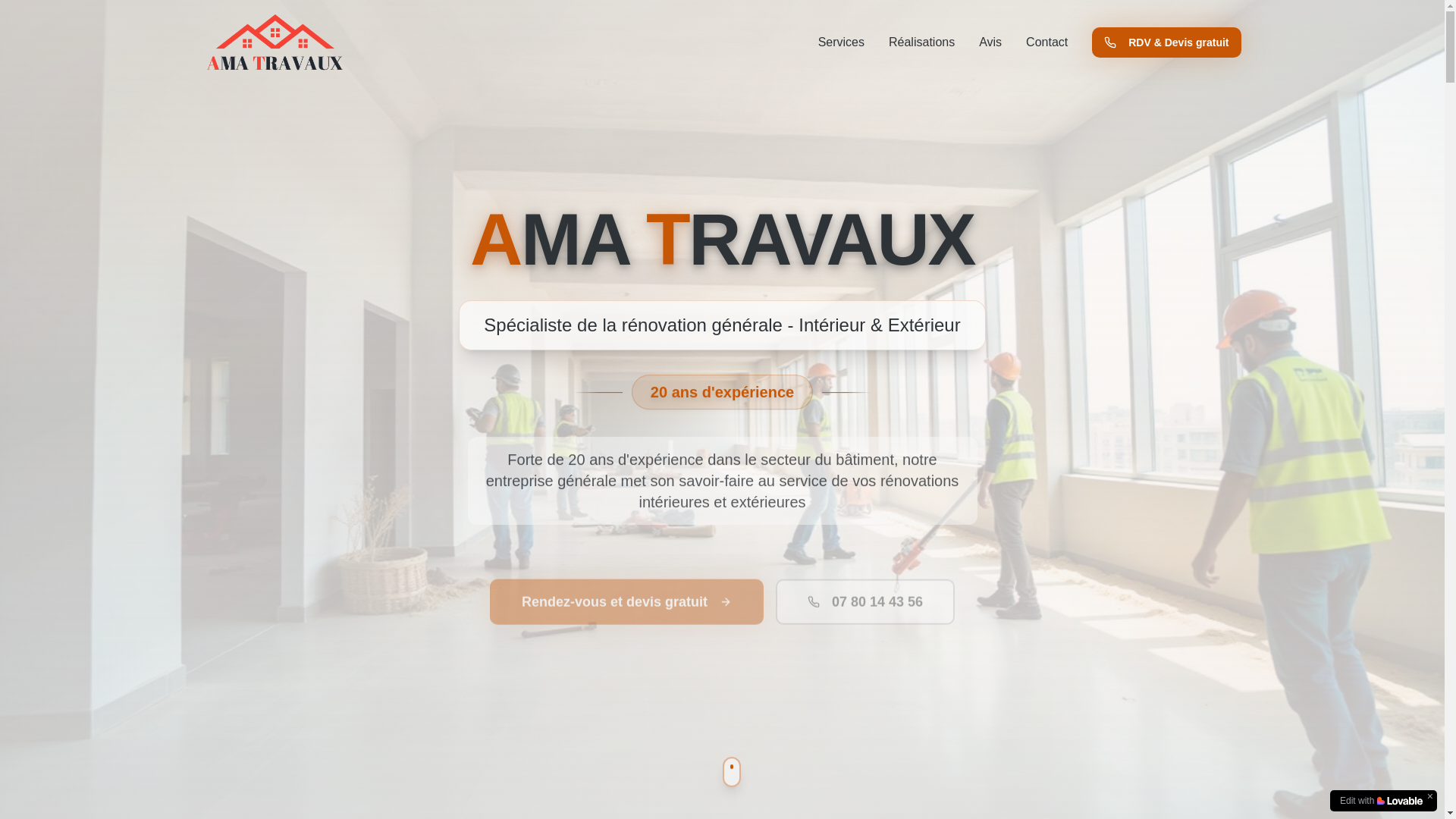 website screenshot of https://amatravaux.fr/