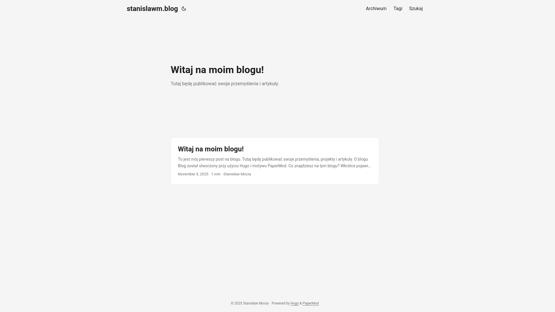 website screenshot of https://stanislawm.blog/