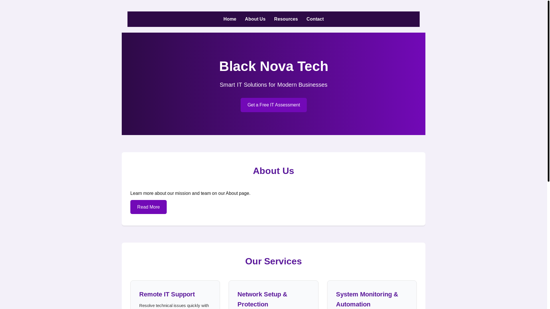 website screenshot of https://blacknovatechnologies.com/
