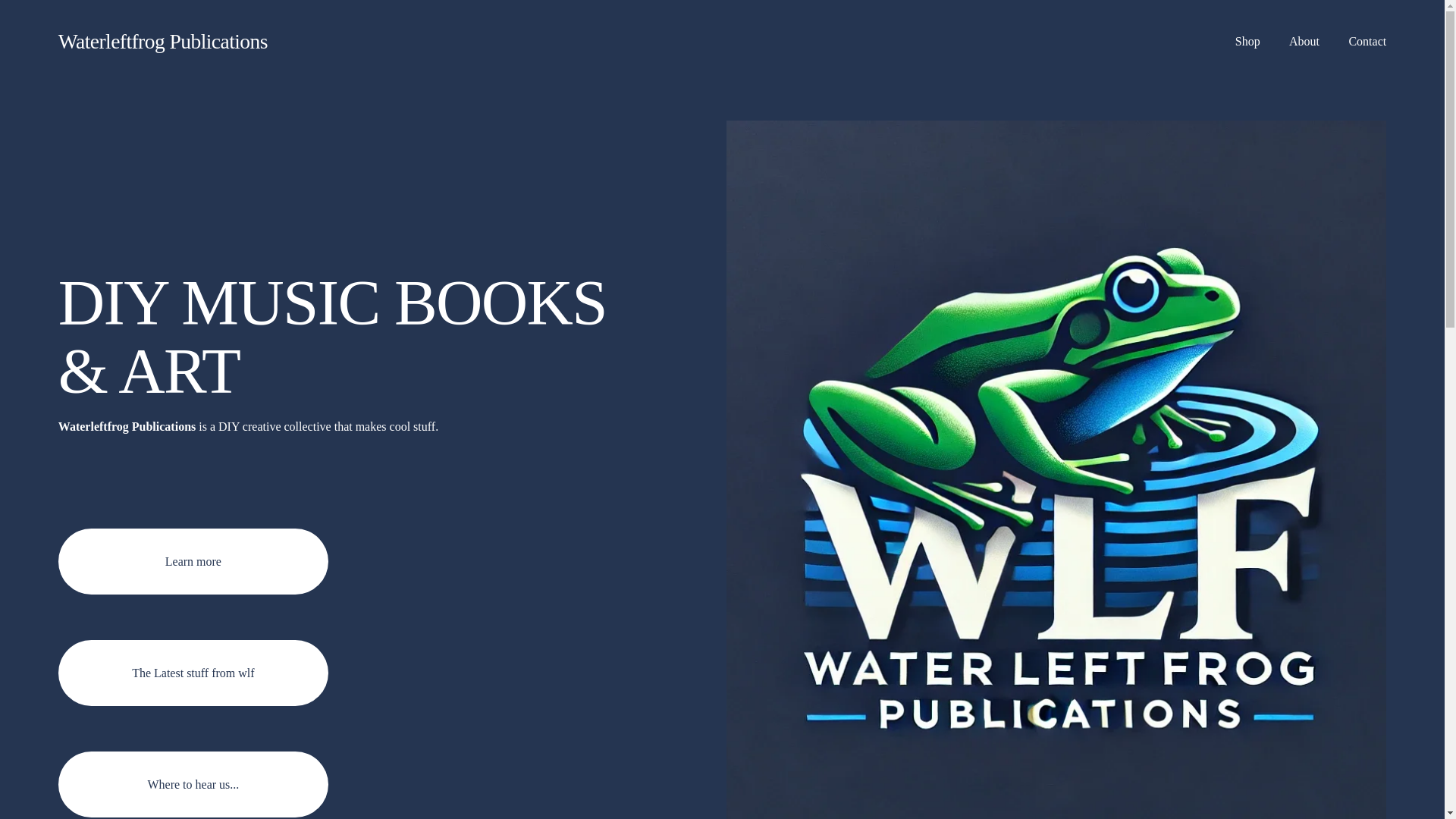website screenshot of https://waterleftfrogpublications.org/