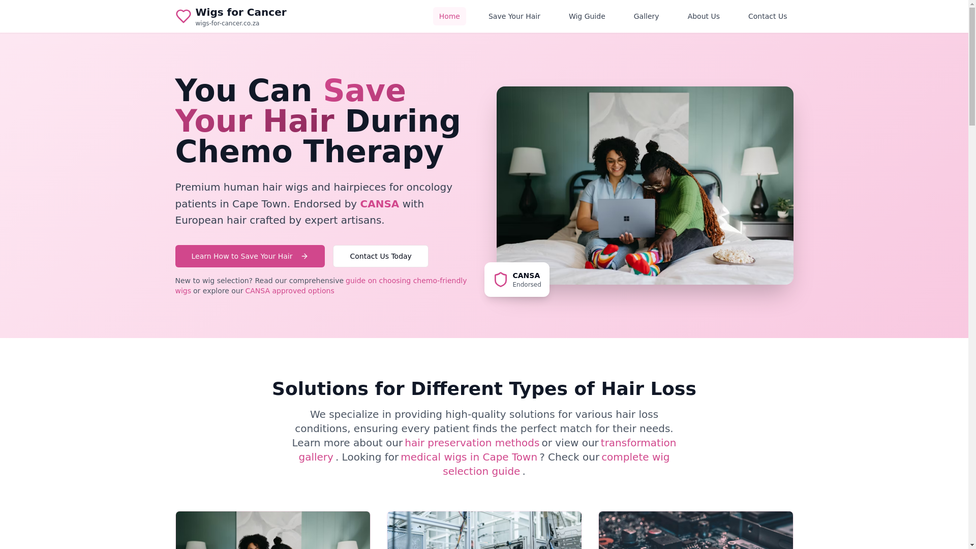 website screenshot of https://wigs-for-cancer.pages.dev/