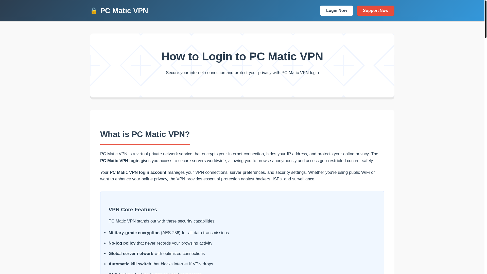 website screenshot of https://pcmaticvpn.pages.dev/