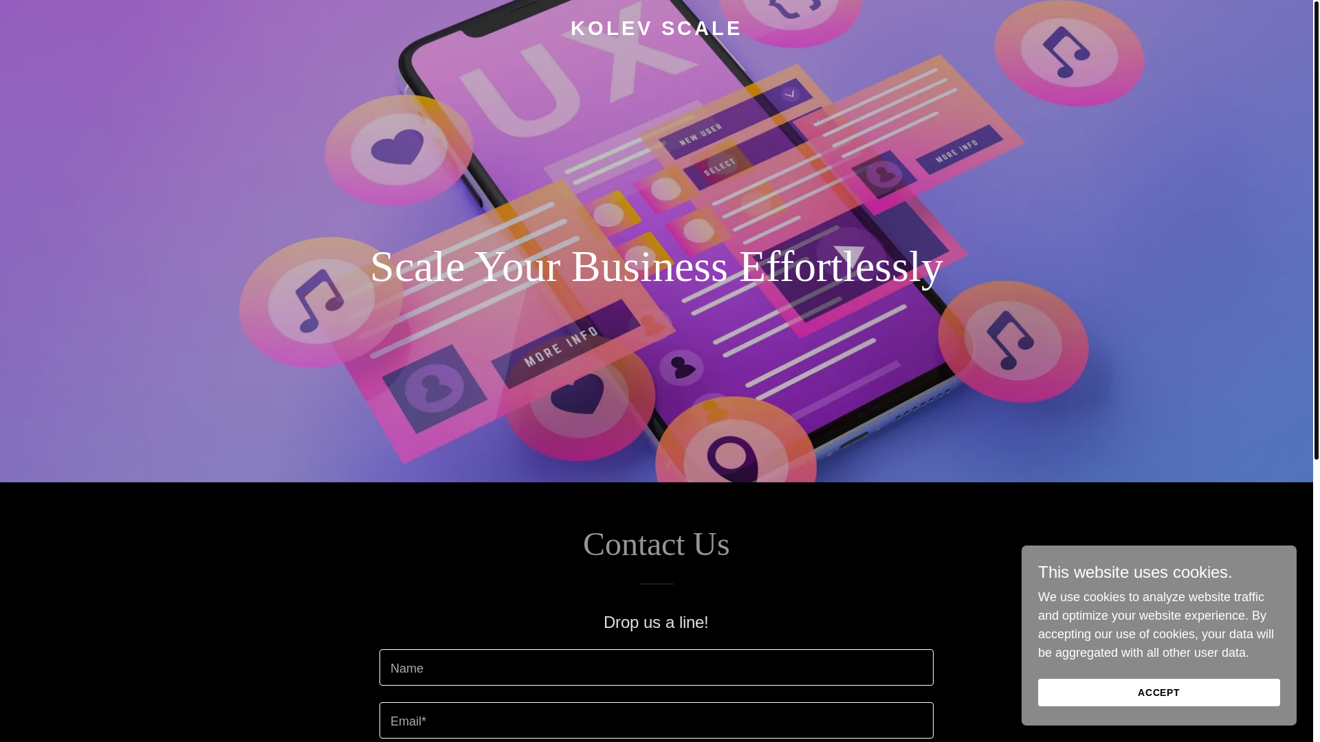 website screenshot of https://kolevscale.com/