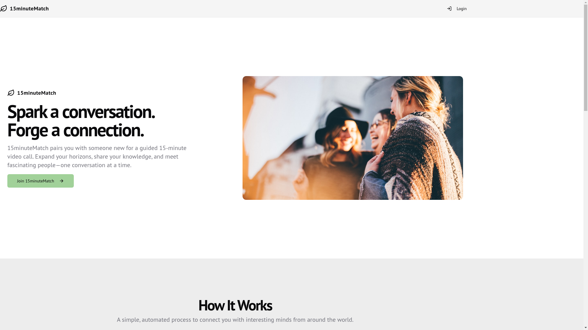 website screenshot of https://15minutematch.com/