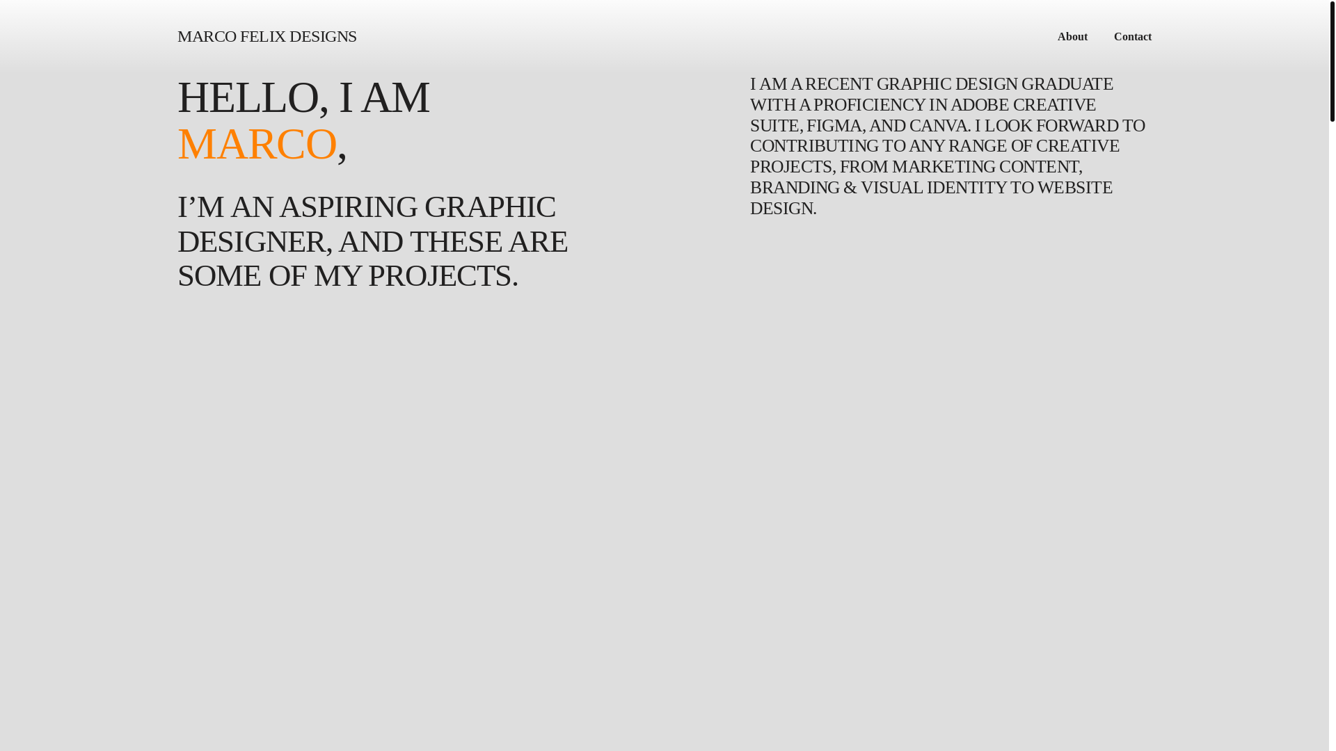 website screenshot of https://marcofelixdesigns.com/
