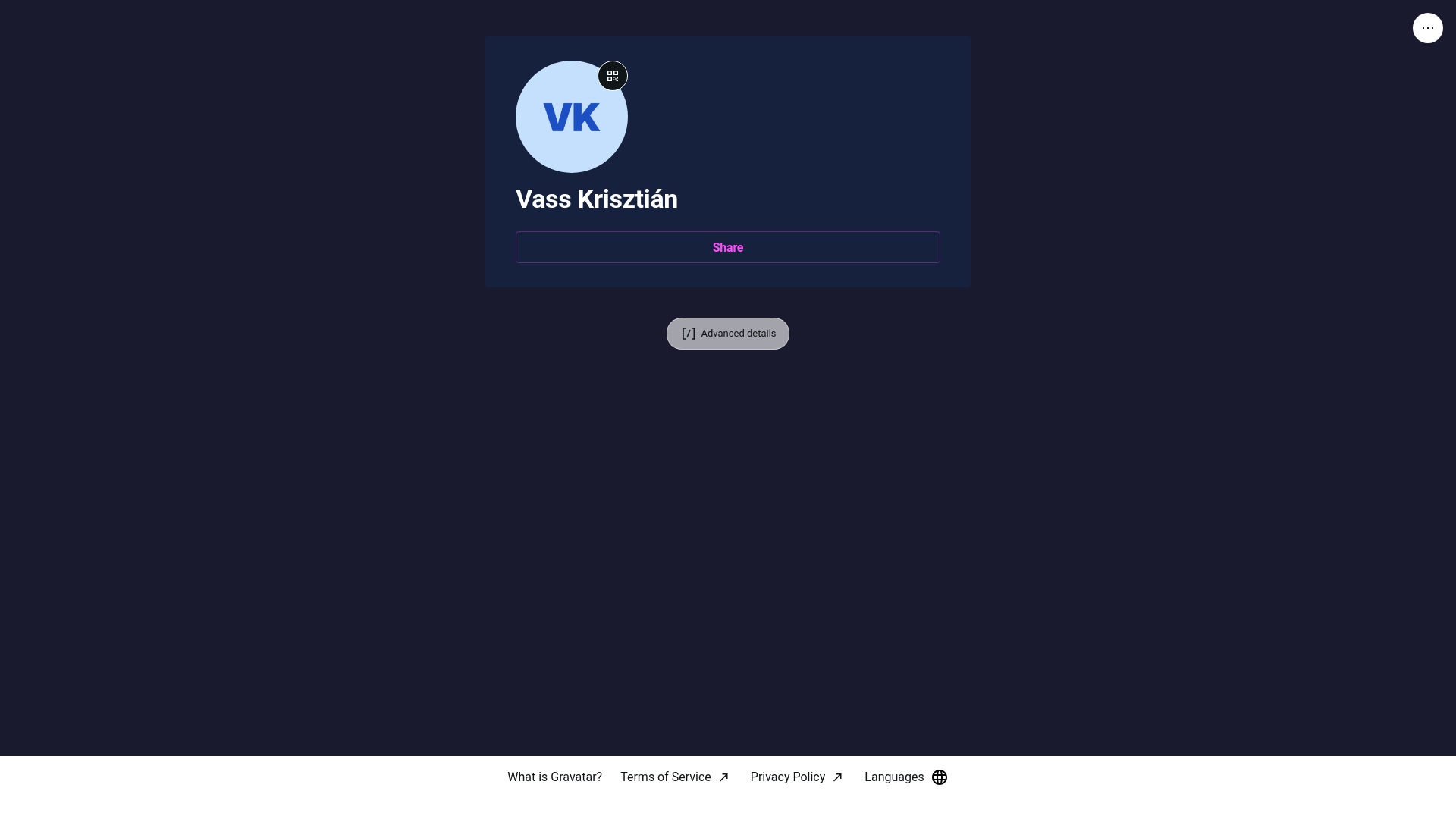 website screenshot of https://vasskrisztian.link/
