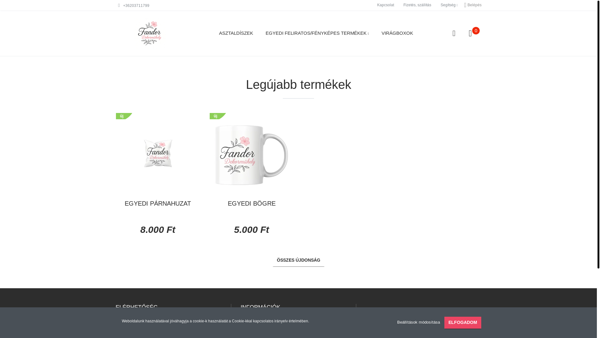 website screenshot of https://fandordekor.hu/