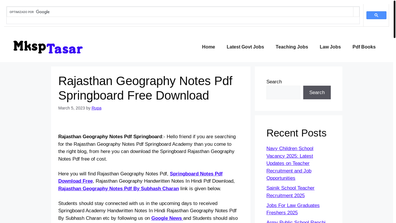 website screenshot of https://mksptasar.in/rajasthan-geography-notes-pdf-springboard/