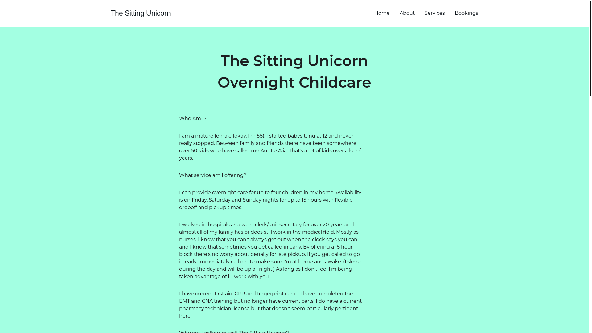 website screenshot of https://sittingunicorn.com/
