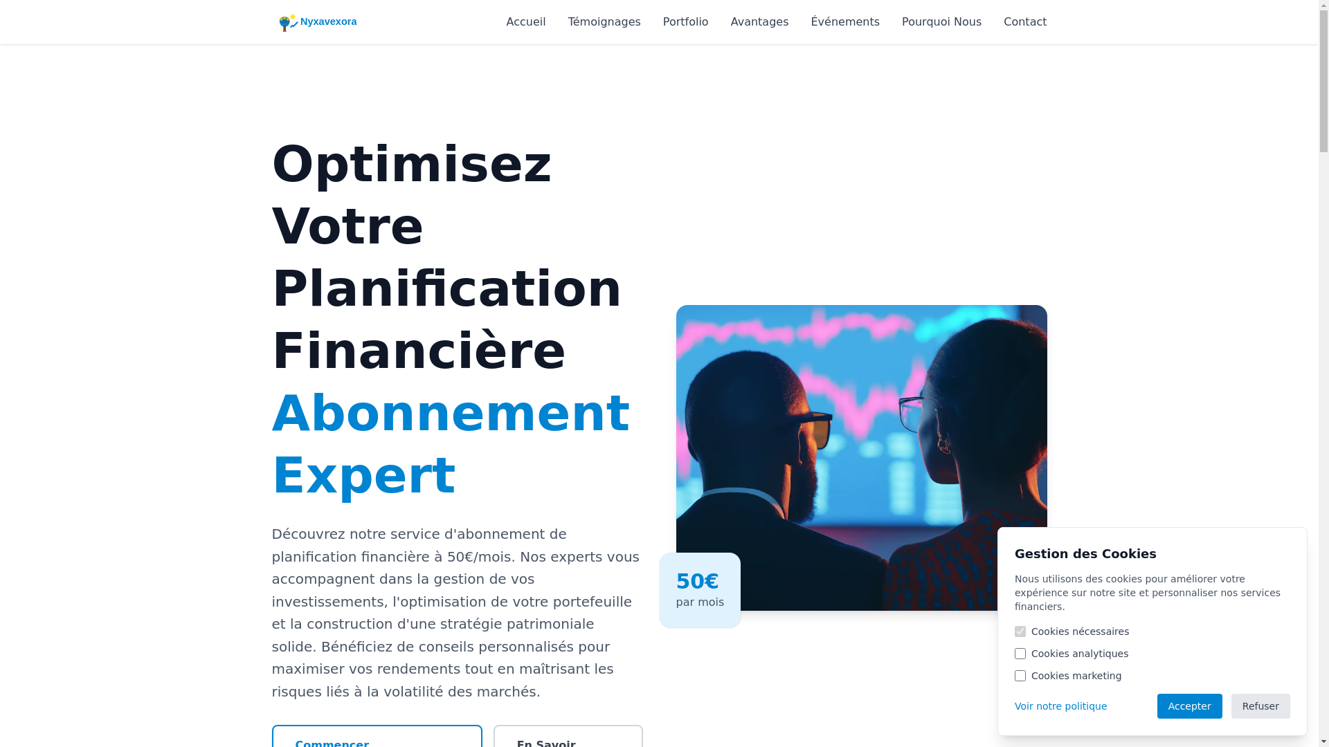 website screenshot of https://nyxavexora.com