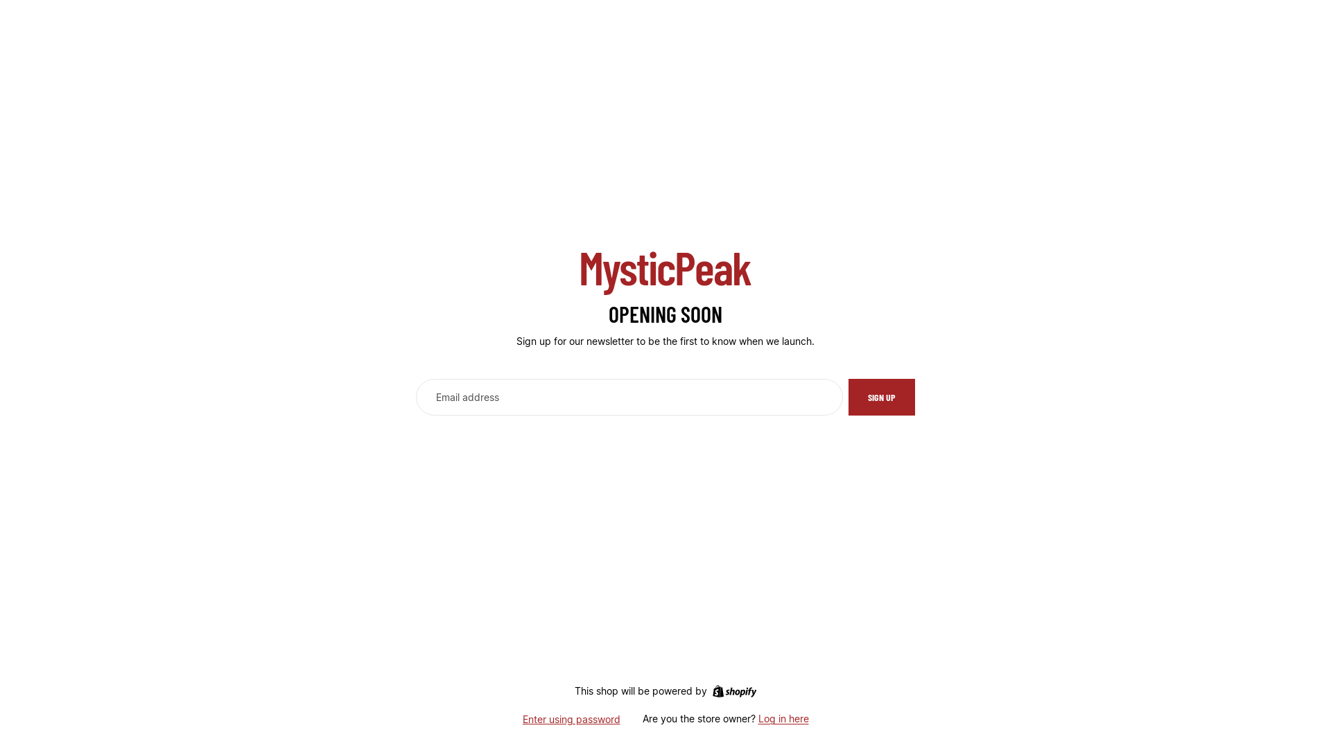 website screenshot of https://mysticpeak.shop/