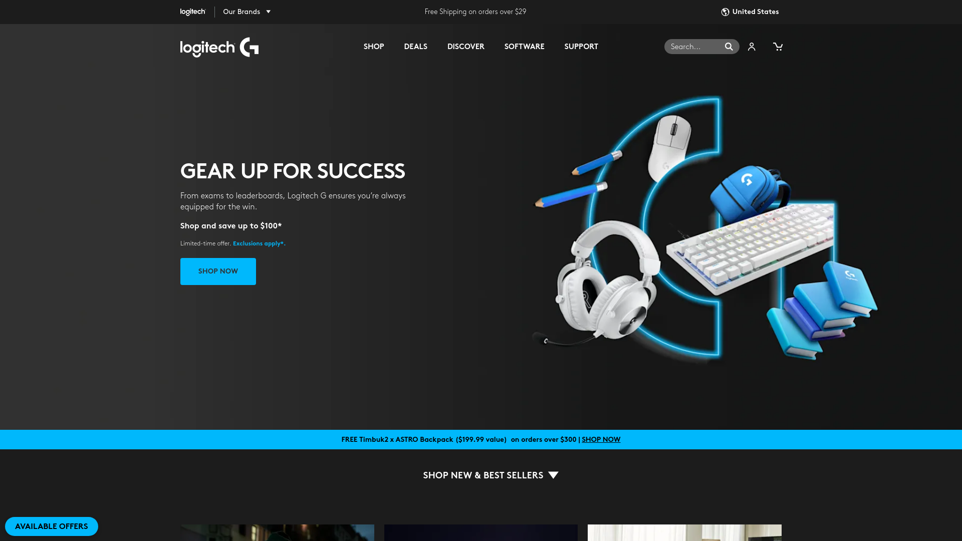 website screenshot of https://logitechg.com