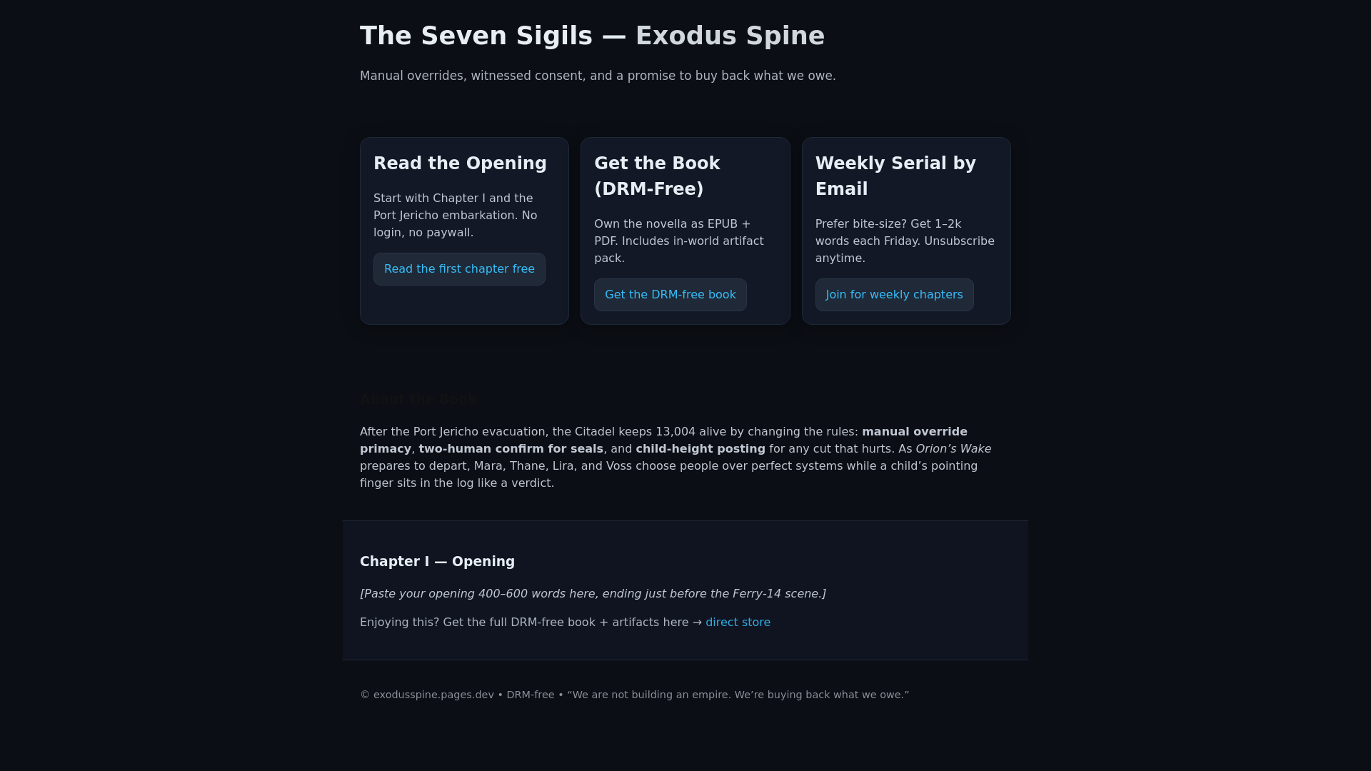 website screenshot of https://exodusspine.pages.dev/