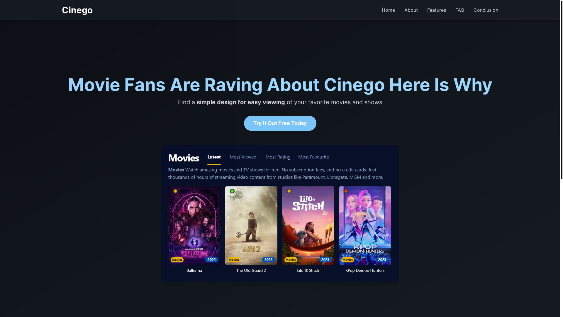 website screenshot of https://cinego-hy3h.pages.dev/