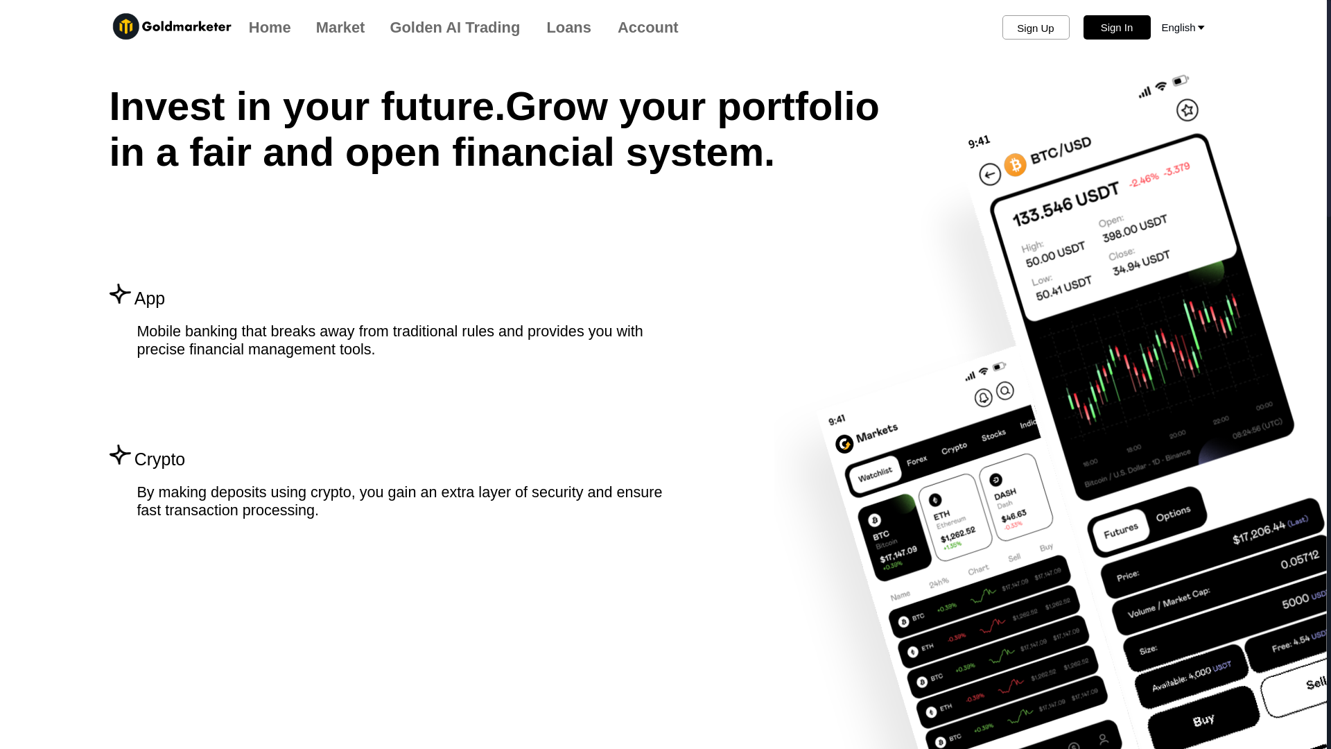 website screenshot of https://goldmarketer.vip/