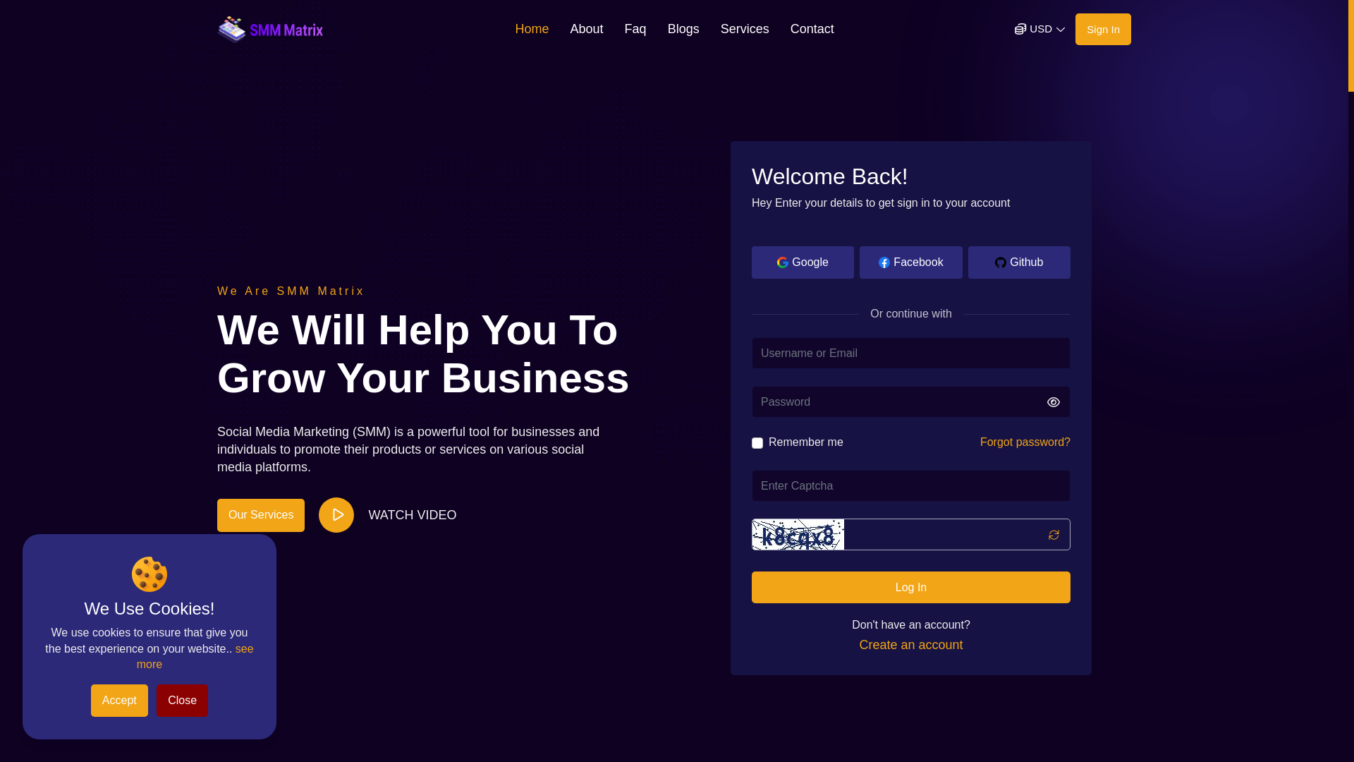 website screenshot of https://crazysmmpro.com/