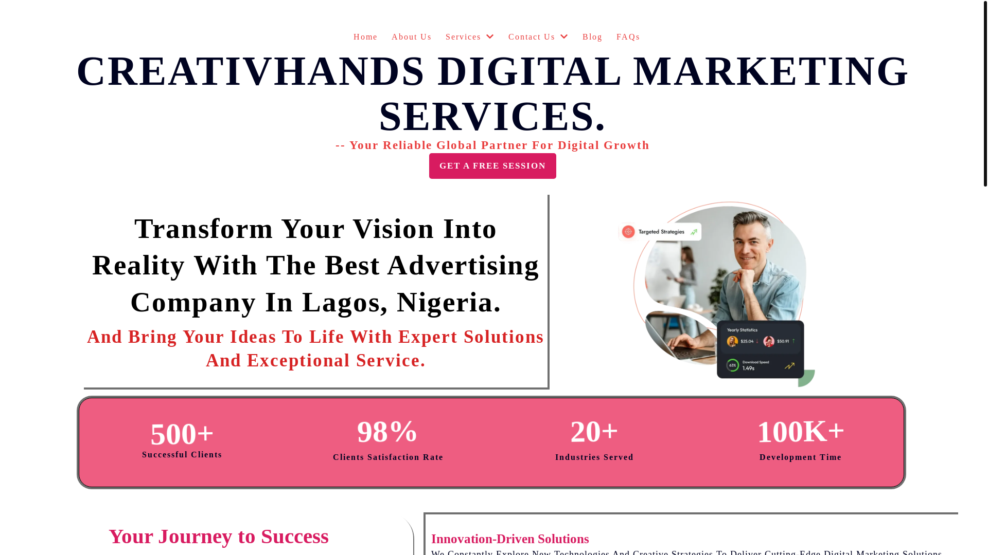 website screenshot of https://getcreativnow.com.ng/