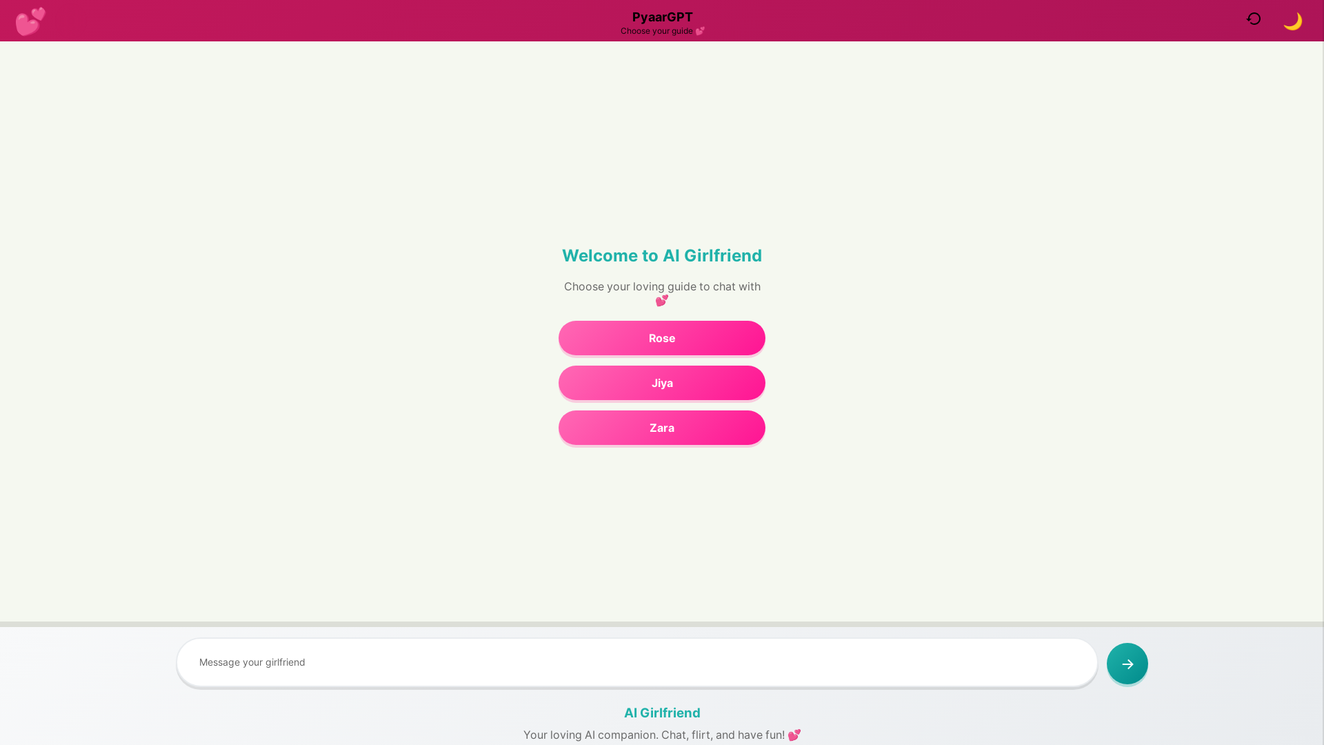 website screenshot of https://pyaargpt.com/