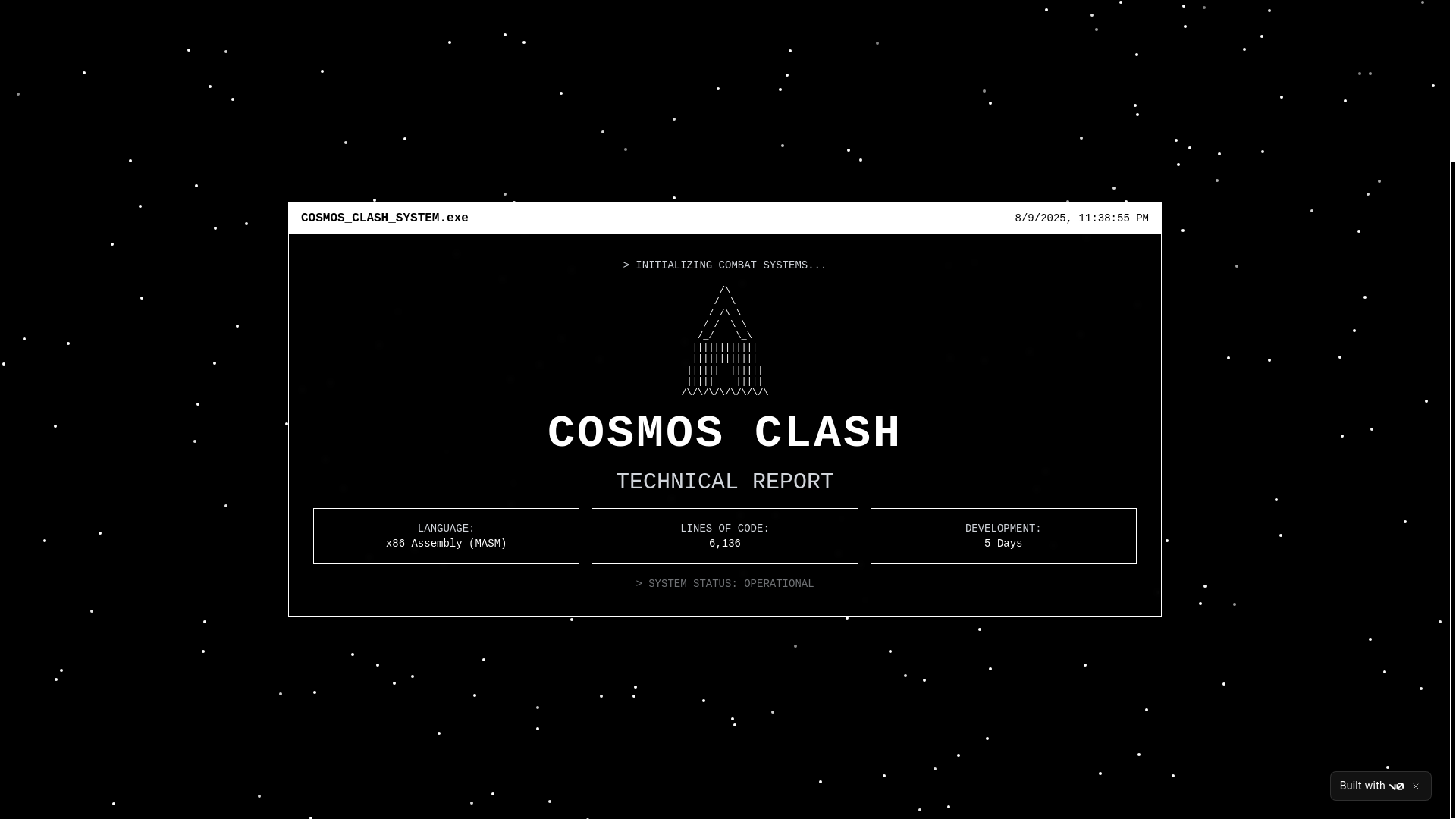 website screenshot of https://cosmosclash.online/