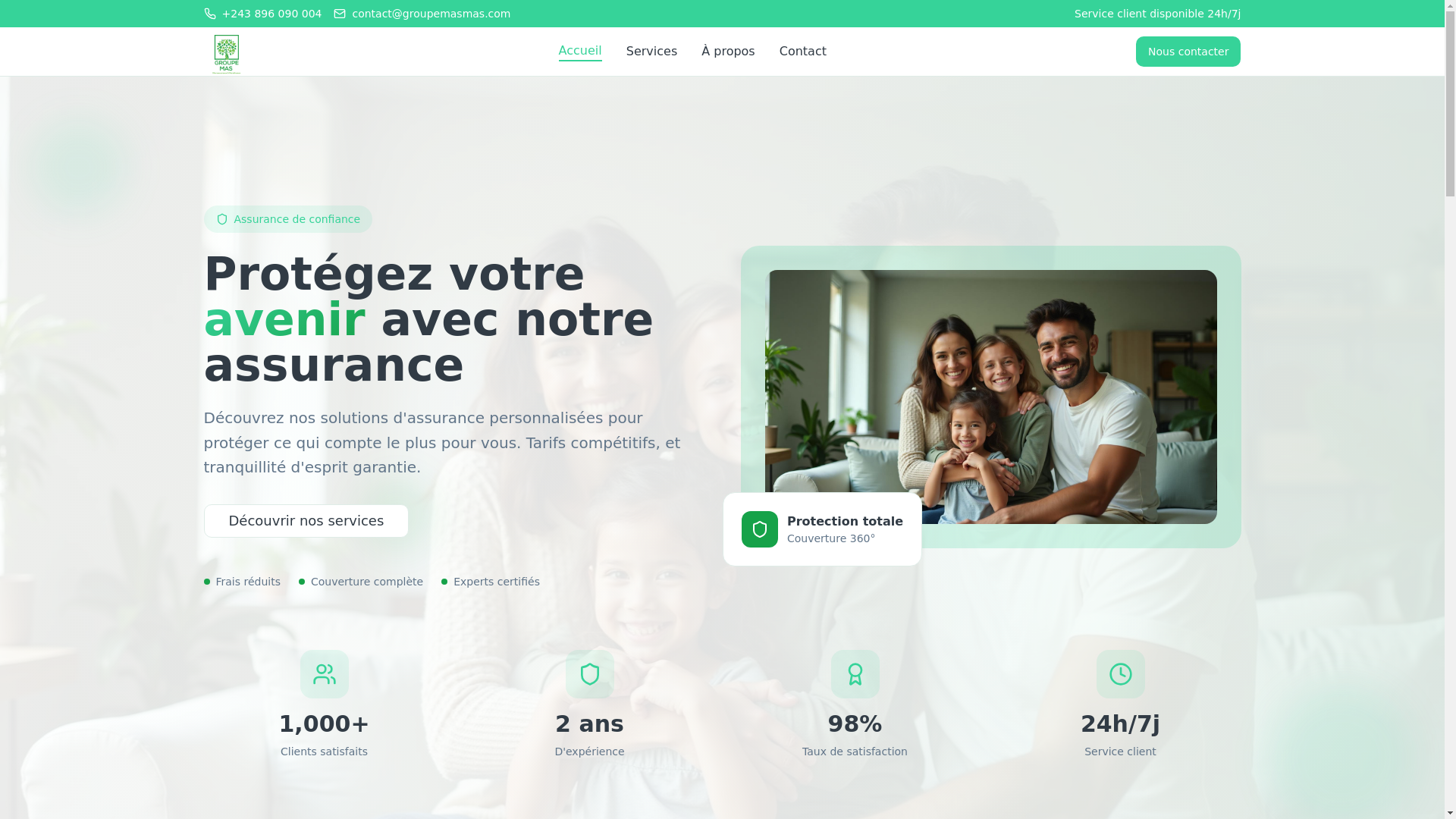website screenshot of https://groupemas-rdc.com/