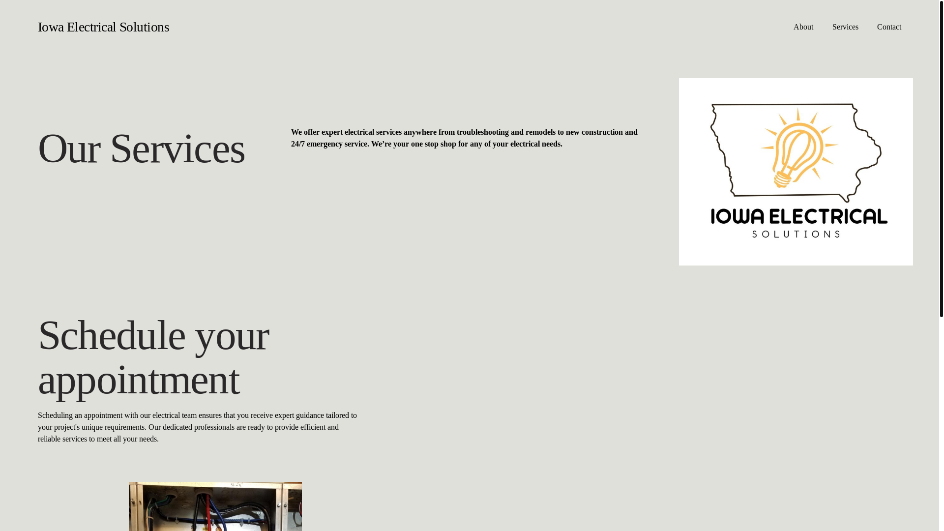 website screenshot of https://iowaelectricalsolutions.net/