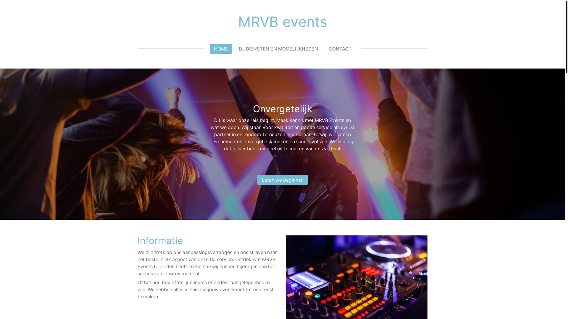 website screenshot of https://mrvbevents.com/