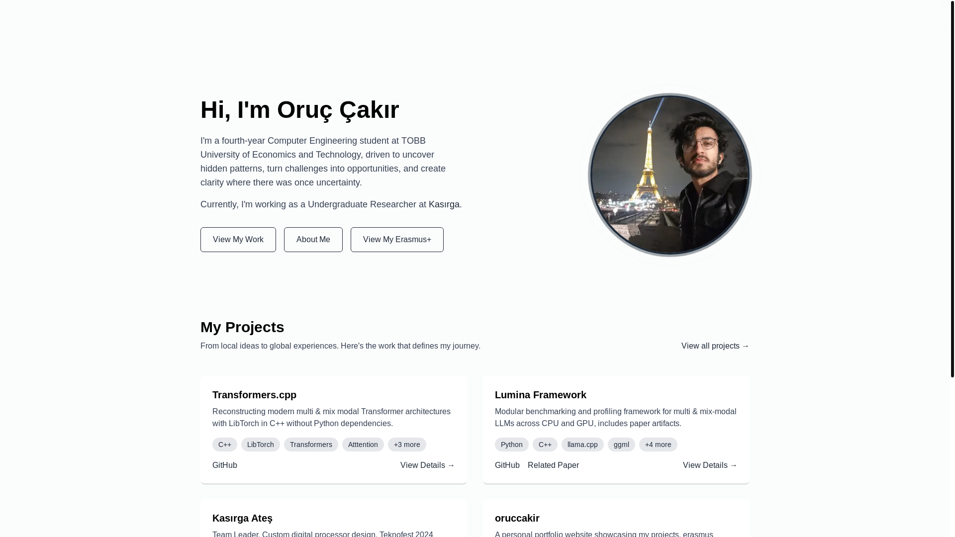 website screenshot of https://oruccakir.live/