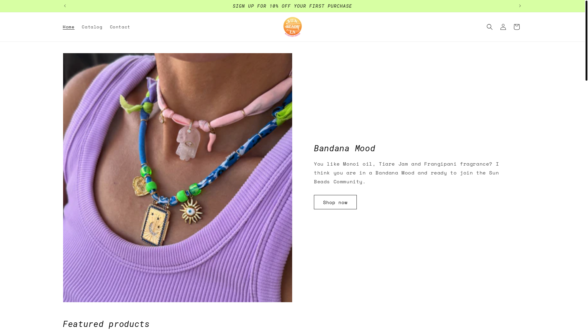website screenshot of https://sunbeadsla.com/