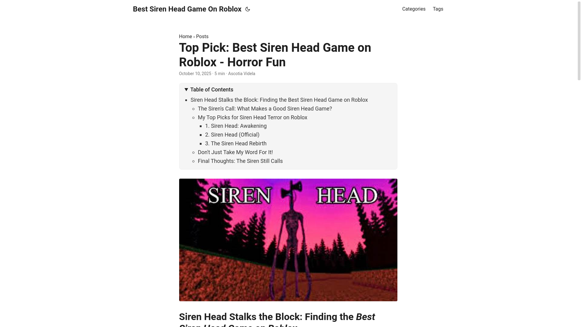 website screenshot of https://best-siren-head-game-on-roblox.pages.dev/