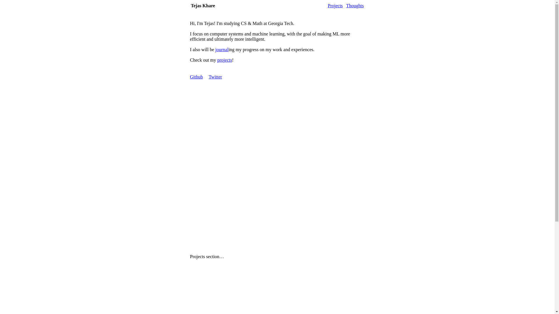 website screenshot of https://tejaskhare.com/