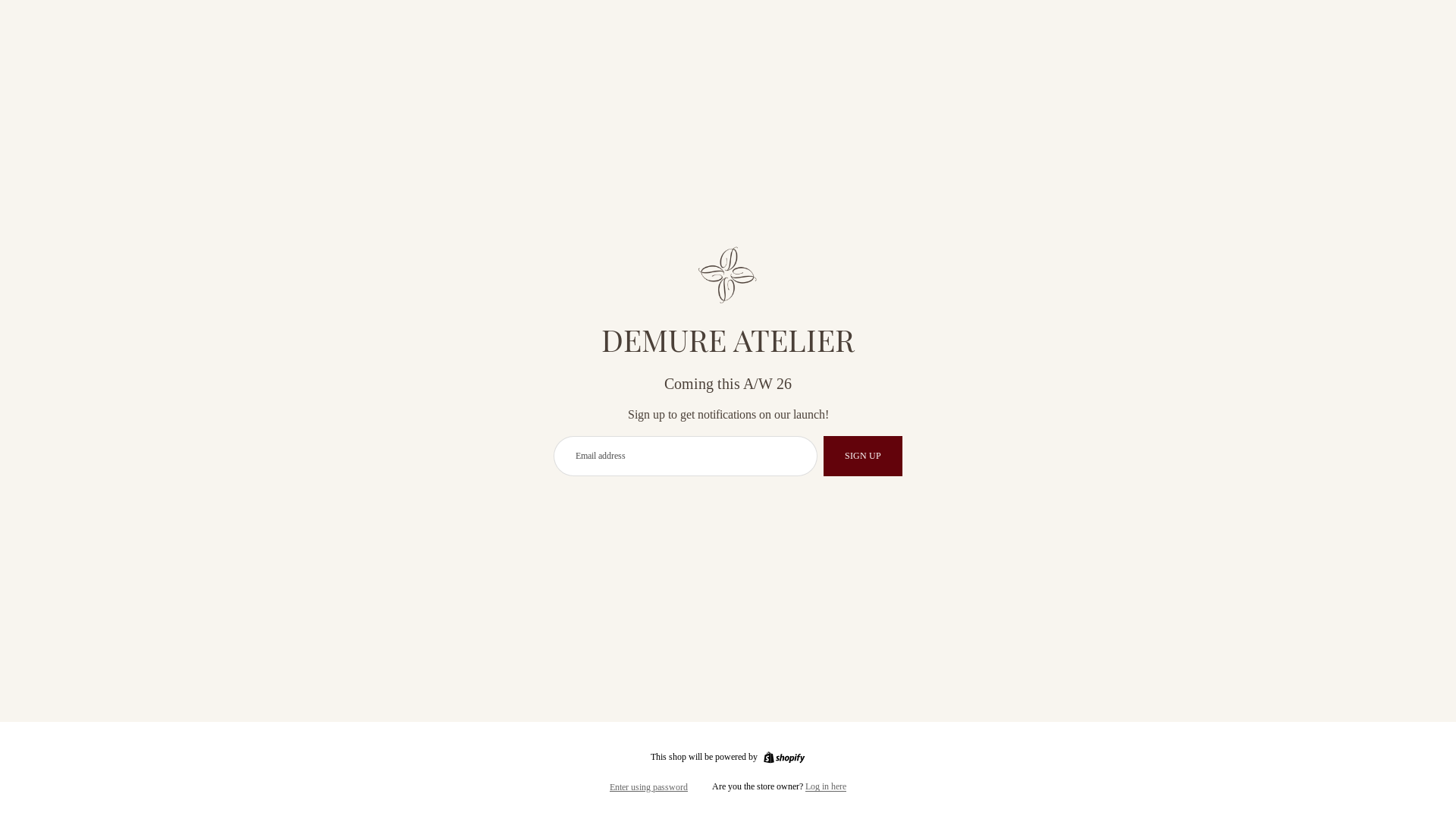 website screenshot of https://demureatelier.co.uk/