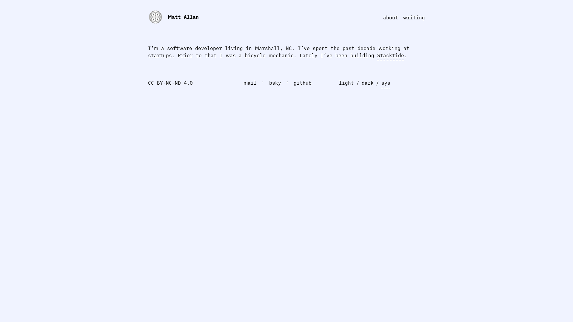 website screenshot of https://matt-allan-site.pages.dev/