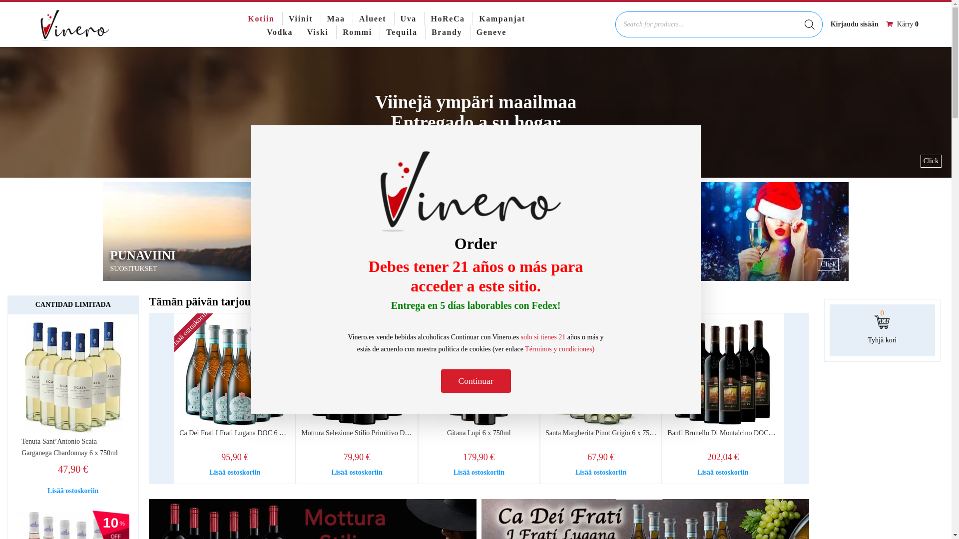 website screenshot of https://vinero.fi/