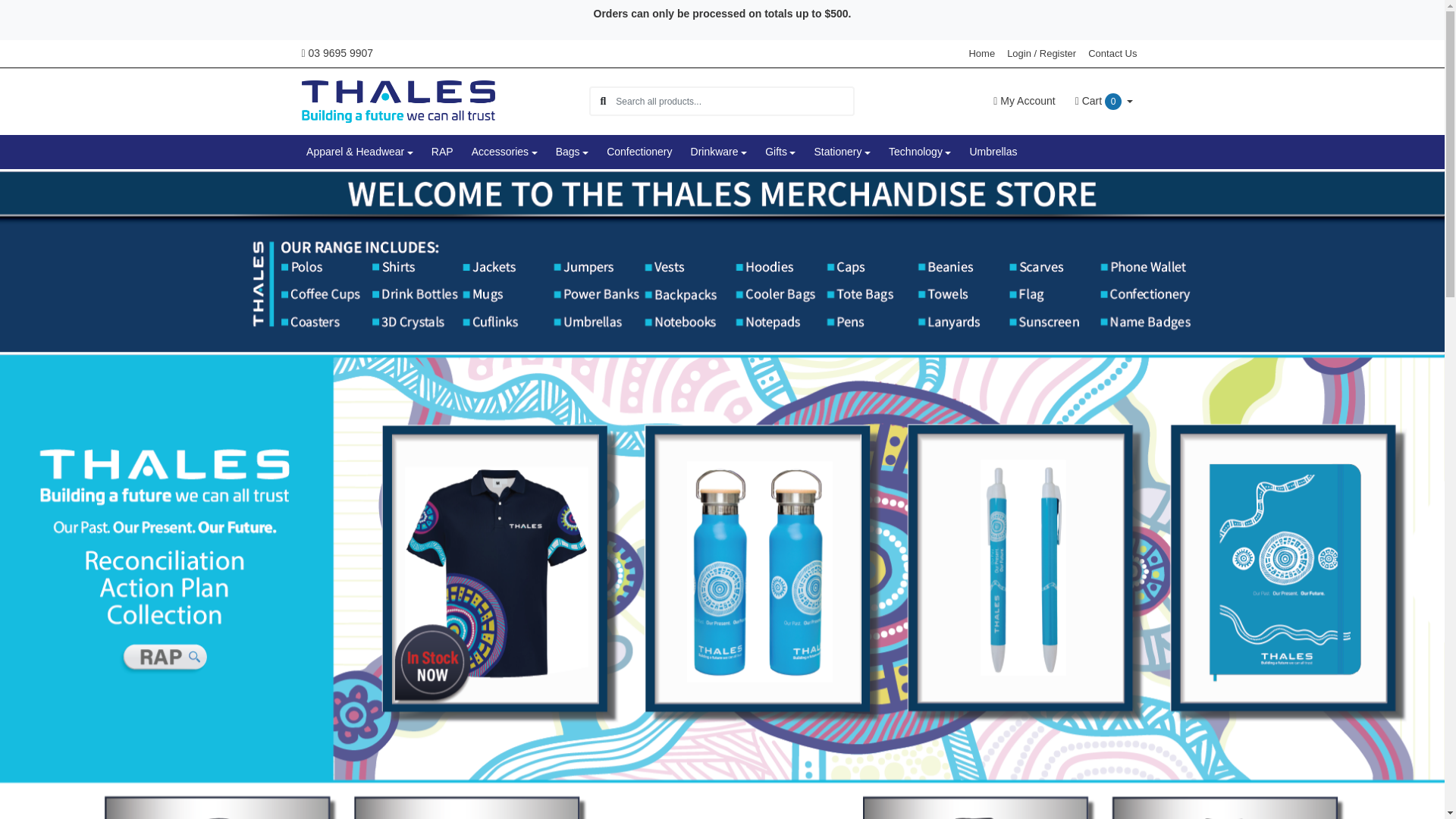 website screenshot of https://thalesmerch.com.au/
