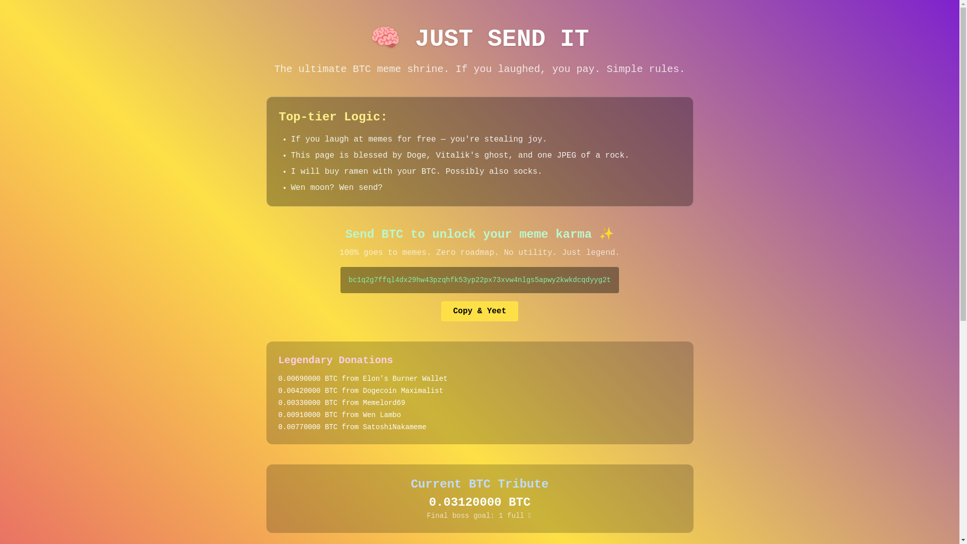 website screenshot of https://btcyeet.online/